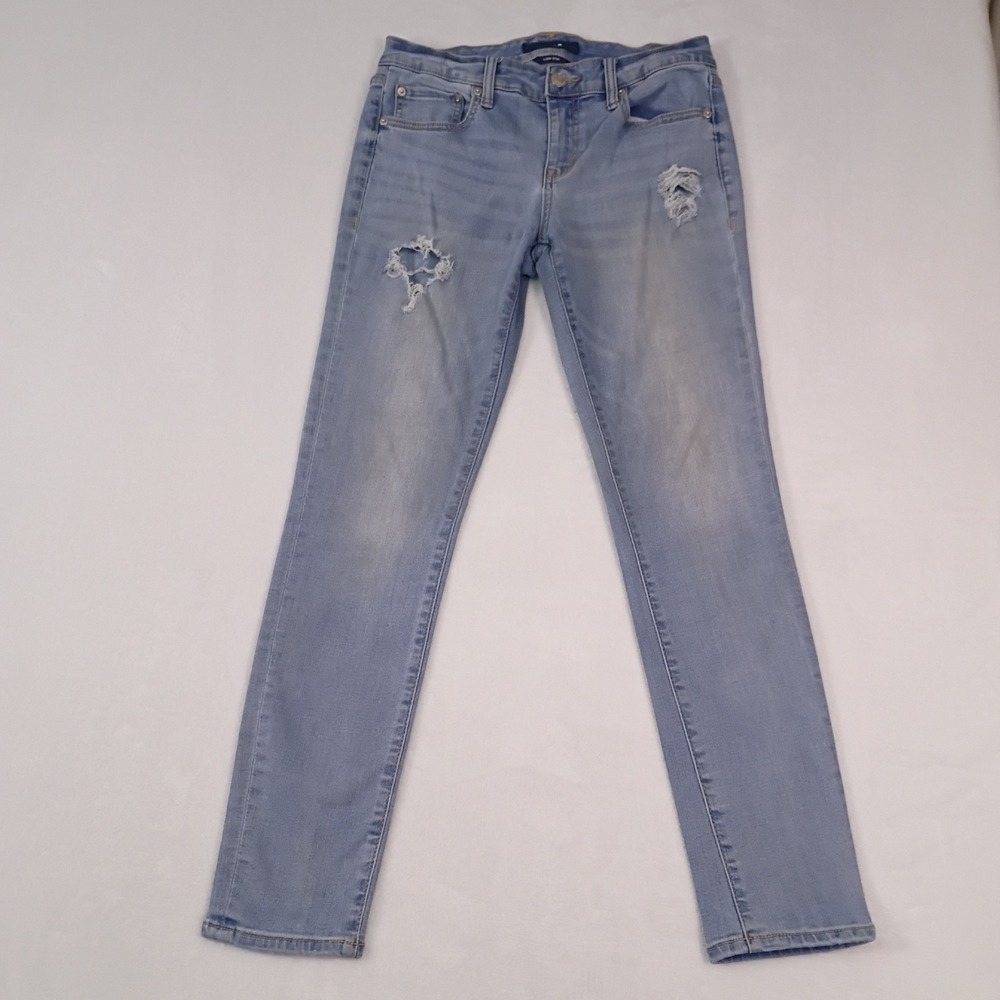 Aeropostale Aero Womens Low Rise Skinny Distressed Light Wash Blue Jeans Size 8R